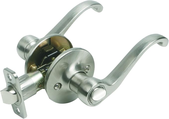 Design House Scroll Privacy Door Lever, Satin Nickel | Surface, Transitional, Brass, Hardware, 781823