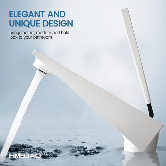 Bathroom Sink Faucet Milky White, Single Handle Brass Sink Faucet with Unique Design, Single Hole Basin Mixer for Lavatory, Vanity, RV, Modern Farmhouse, Suitable for 1 Hole