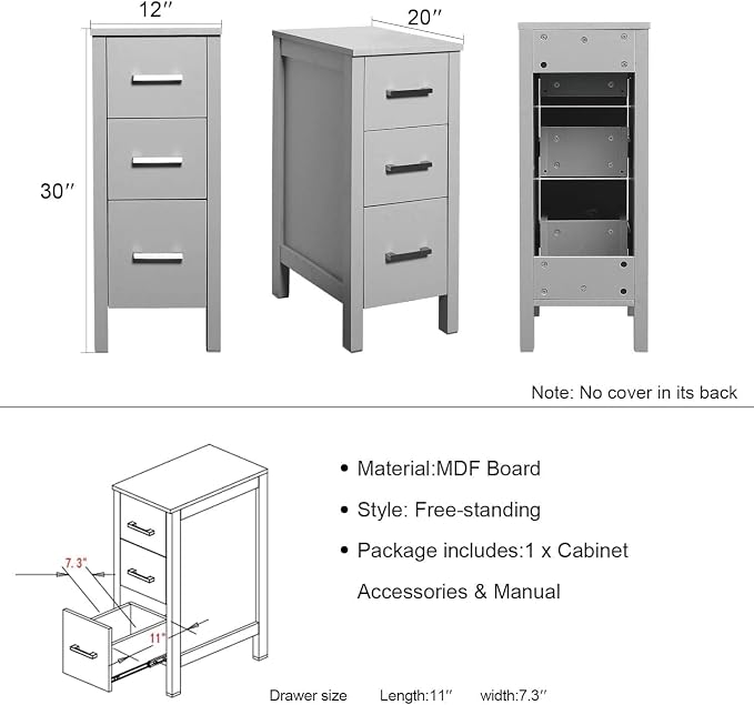 60" Double Sink Bathroom Vanity,Grey Bathroom Vanity with Double Side Vanity Cabinets & Removable 3 Drawer Storage Cabinet with Modern Vessel Sink,Mirror Not Included(029CH)