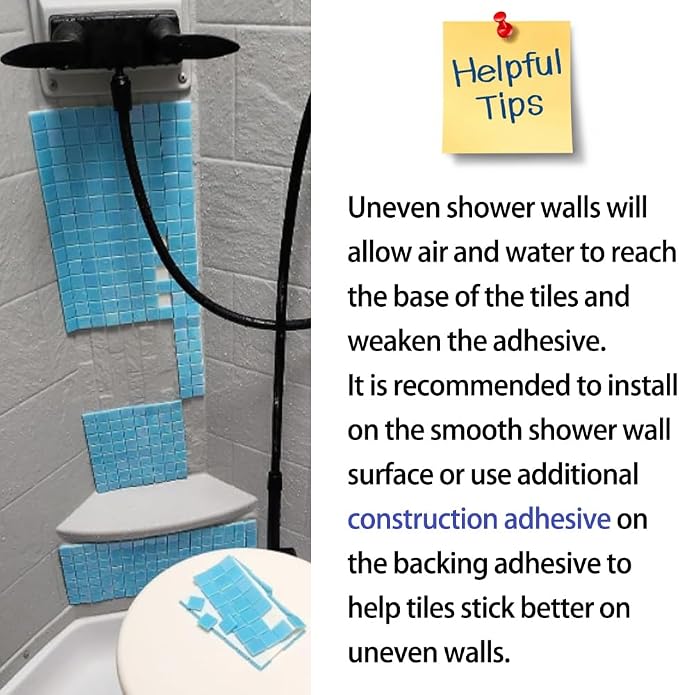 DICOFUN 40-Sheet Rainbow Peel and Stick Backsplash for Kitchen and Bathroom, 6.6" x 6.6" Blue Glass Mosaic Tiles
