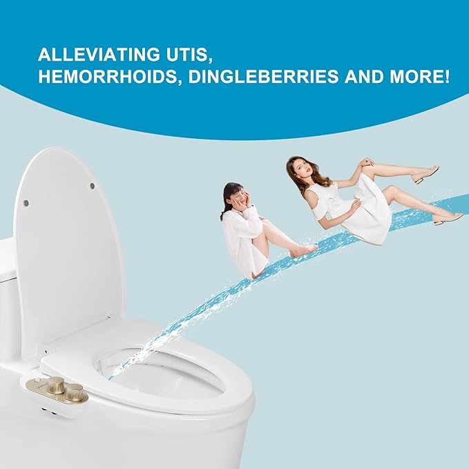 Bidet Attachment for Toilet Warm Water, Ultra-Slim Bidet Hot and Cold,Non-Electric Bidet Attachment for Frontal/Rear Wash, with Retractable Nozzle, Pressure & Angle Controls,Easy to install