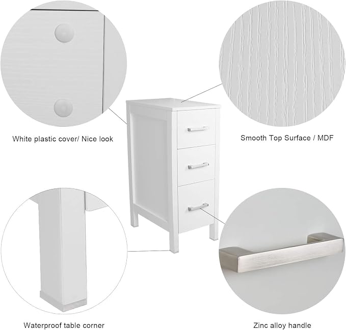 60" Double Sink Bathroom Vanity,White Bathroom Vanity with Double Side Cabinets & Removable 3 Drawer Storage Cabinet,Modern Vanity Without Mirror(only Vanity)