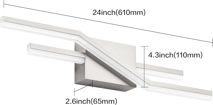 SOLFART Bathroom Light Fixtures Brushed Nickel 24 Inch Dimmable Vanity Lights Modern Led Lights for Bathroom