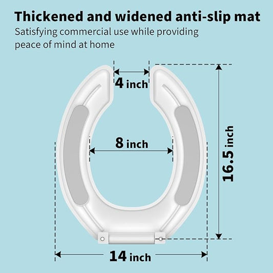 Commercial Heavy Duty Open Front Toilet Seat Without Cover, Thickened Material, Never Loosen, ROUND, White (16.5”)1-Pack