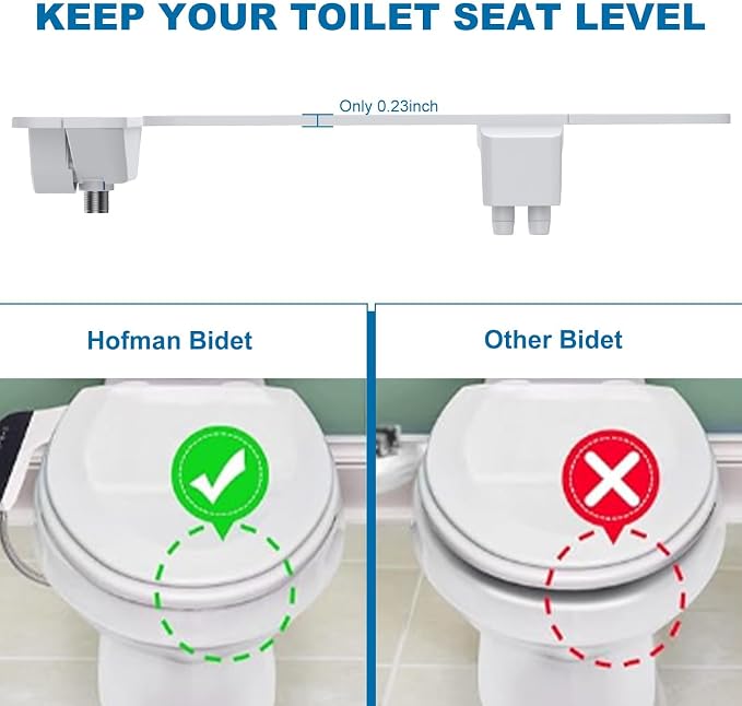Bidet Attachment for Toilet Seat Water Pressure, Hygienic Bidets Attachment for Existing Toilets - Adjustable Fresh Water Pressure Dual Nozzle (Frontal & Rear Wash) Easy to Install,