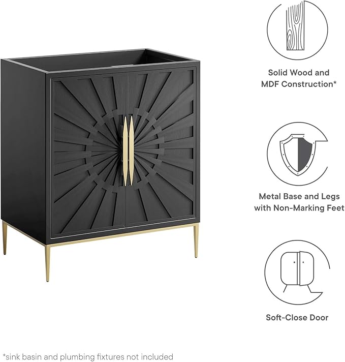 Modway Awaken Bathroom Vanity Cabinet, 30", Black