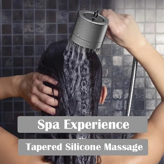 3 Modes Shower Head Adjustable High Pressure Water Saving Massage Portable Filter Shower Head Hook Hose Bathroom Accessories Set,Grey Shower B