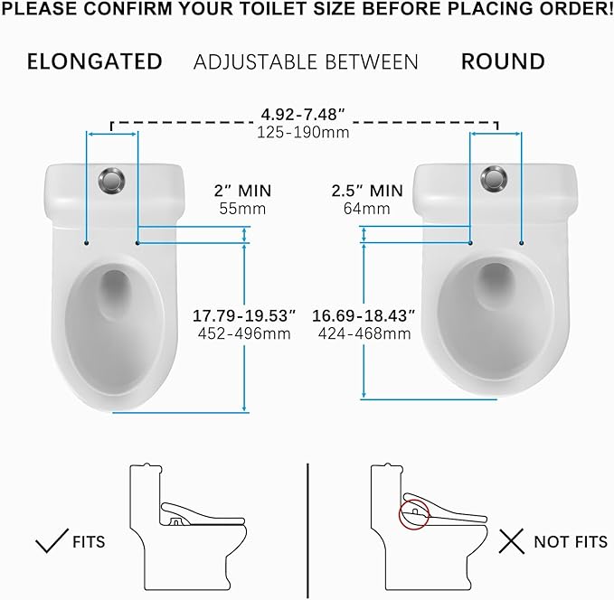 Bidet Toilet Seat - Heated & Elongated Design with Warm Water Wash, Wireless Remote, and Self-Cleaning Nozzle | Includes Soft-Closing Lid, LED Nightlight & Air Dryer