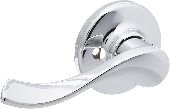 Kwikset Balboa Dummy Door Handle, Single Sided Lever for Closets, French Double Doors, and Pantry, Polished Chrome Non-Turning Right Handed Interior Push/Pull Lever