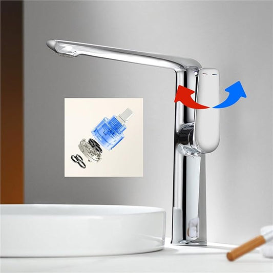 BiaoTeng Bathroom Faucets Single Handle Chrome Single Hole High 2 Function Hot and Cold Brass Bathroom Vanity Faucets 1 Hole Chrome
