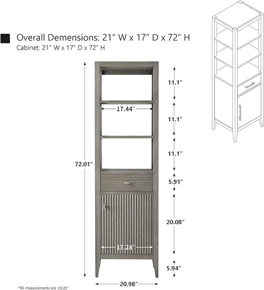 HOMEBEYOND Bathroom Vanity with Storage Cabinet & Shelves, Free-Standing Vanity with Soft-Closing Doors, Golden Brushed Handware, Driftwood Gray,