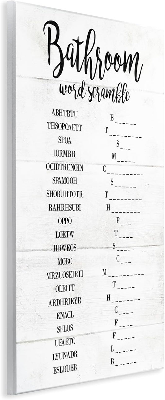 Bathroom Word Scramble, 13 x 19 Inch Mounted Print on Wall Plaque | Stupell Industries · By Lil' Rue · Ready to hang · Hand finished · Made in USA