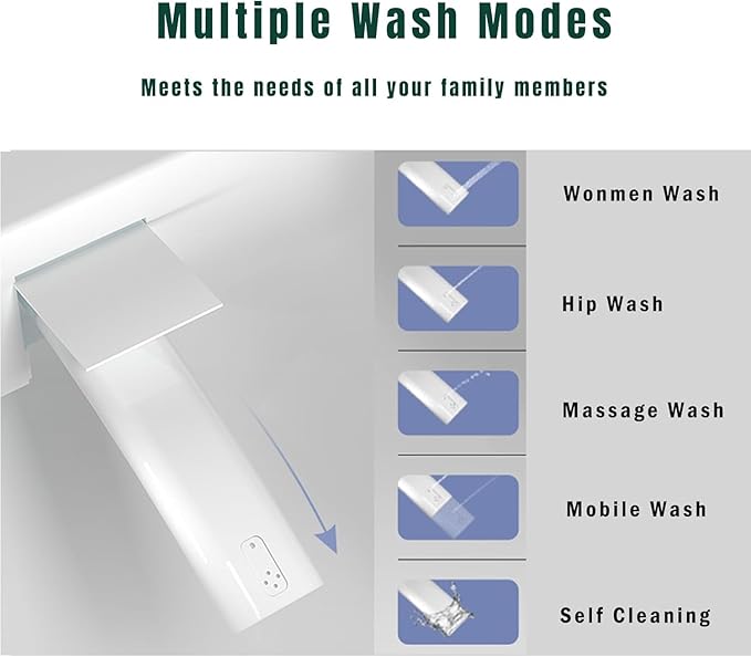 WinZo Smart Toilet, Tankless Toilets with Heated Seat, Auto Open & Close, Smart with Bidet Built In ADA Chair Comfort Height, Dryer and Warm Water Sprayer, Featuring Foot Sensor and Grey LED Display