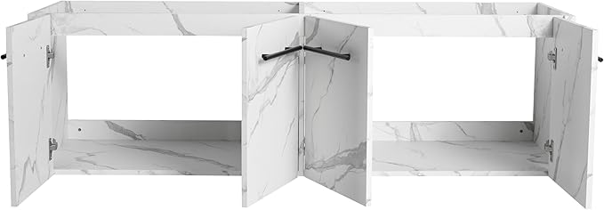 60 Inch Bathroom Vanity Without Sink, 60" Floating Vanity Without Top, Modern Wall Mounted Cabinet for Large Space, Large Bathroom Storage Cabinet with 4 Soft-Closing Doors and Bar Handles