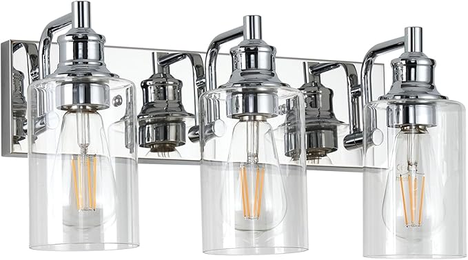 3-Light Bathroom Light Fixtures Modern Chrome Vanity Lights for Bathroom Lighting Fixtures Over Mirror for Cabinet Mirror Bedroom Hallway