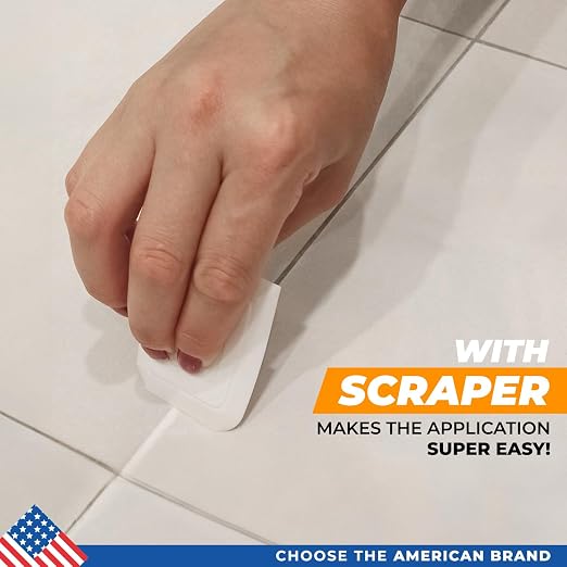 PentaUSA Premixed Tile Grout Repair - White (8.8oz/250g) | Acrylic sanded formula, for bathroom shower kitchen tile, water-resistant, applicator included, 24-hour cure, 29 sq ft