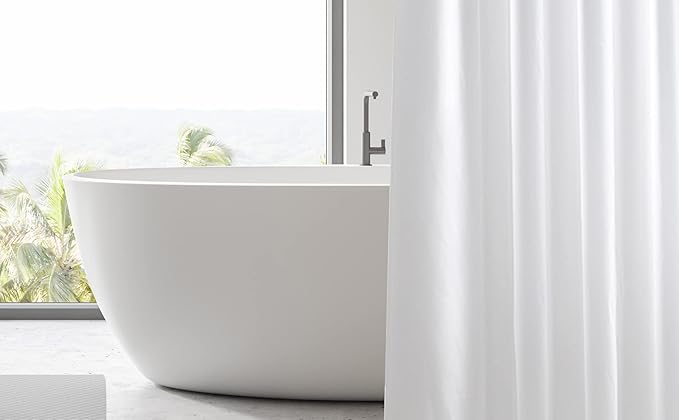 EHZNZIE Shower Curtain Liner Light Weight PEVA, Shower Liner 72x84 Inches, Waterproof, No Chemical Smell with 12 Rust Proof Metal Grommets for Bathroom Shower Curtain, White