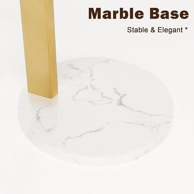 Hand Towel Holder Stand for Bathroom, L- Shaped Standing Hand Towel Rack, Towel Bar Kitchen Vanity Countertop Organizer, SUS304 Stainless Steel Material (Marble Base, Gold)