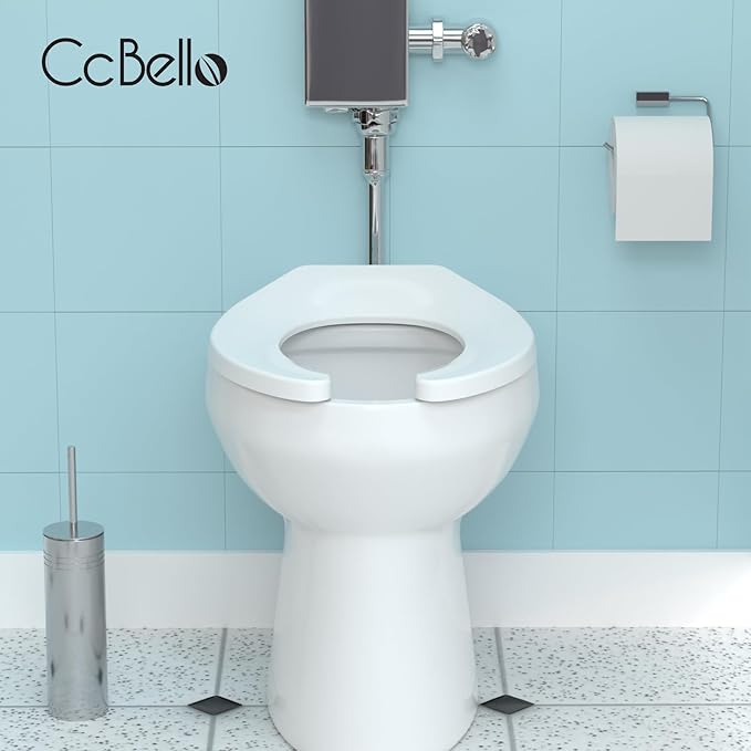Commercial Heavy Duty Open Front Toilet Seat Without Cover, Thickened Material, Never Loosen, ROUND, White (16.5”)1-Pack