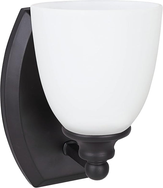 Aspen Creative 62210, One Metal Bathroom Vanity Wall Light Fixture, 5-1/2" Wide, Transitional Design in Oil Rubbed Bronze