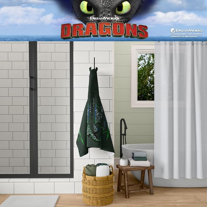 How to Train Your Dragon Toothless Super Soft Bath/Pool/Beach Soft Cotton Terry Hooded Towel Wrap, 24 in x 50 in, (Officially Licensed Product) by Franco