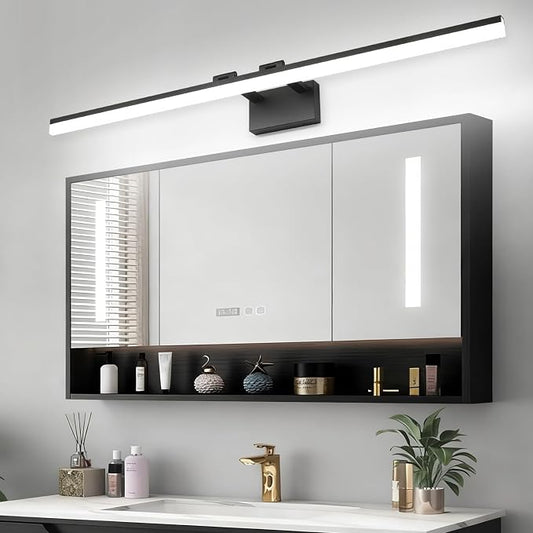 SOLFART Modern LED Vanity Lights 47.2 Inch Bathroom Light Fixtures Over Mirror Fixture Matt Black Finishing Light Strip 8778-ND