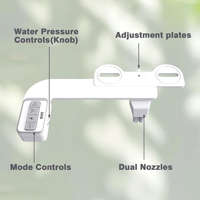 Bidet Attachment for Toilet - Non-Electric Self-Cleaning Dual Nozzles (Feminine & Rear Wash), Adjustable Water Pressure Control, Fresh Cold Water Sprayer