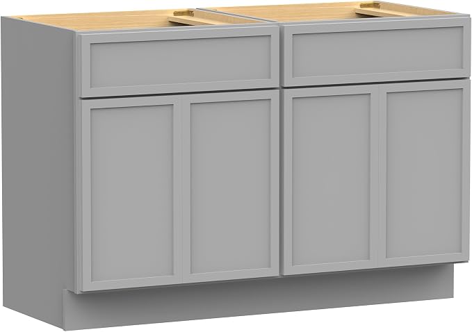 48 Inch Bathroom Vanity Base Only, Double Vanity Cabinet with Soft Closing Door, 2ea 24 inch Cabinet, Without Top,Grey