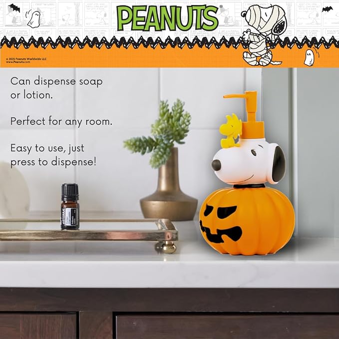 Peanuts Snoopy Soap/Lotion/Hand Sanitizer Resin Pump Dispenser, 10.01 Ounces, Halloween, (Officially Licensed Product) by Franco