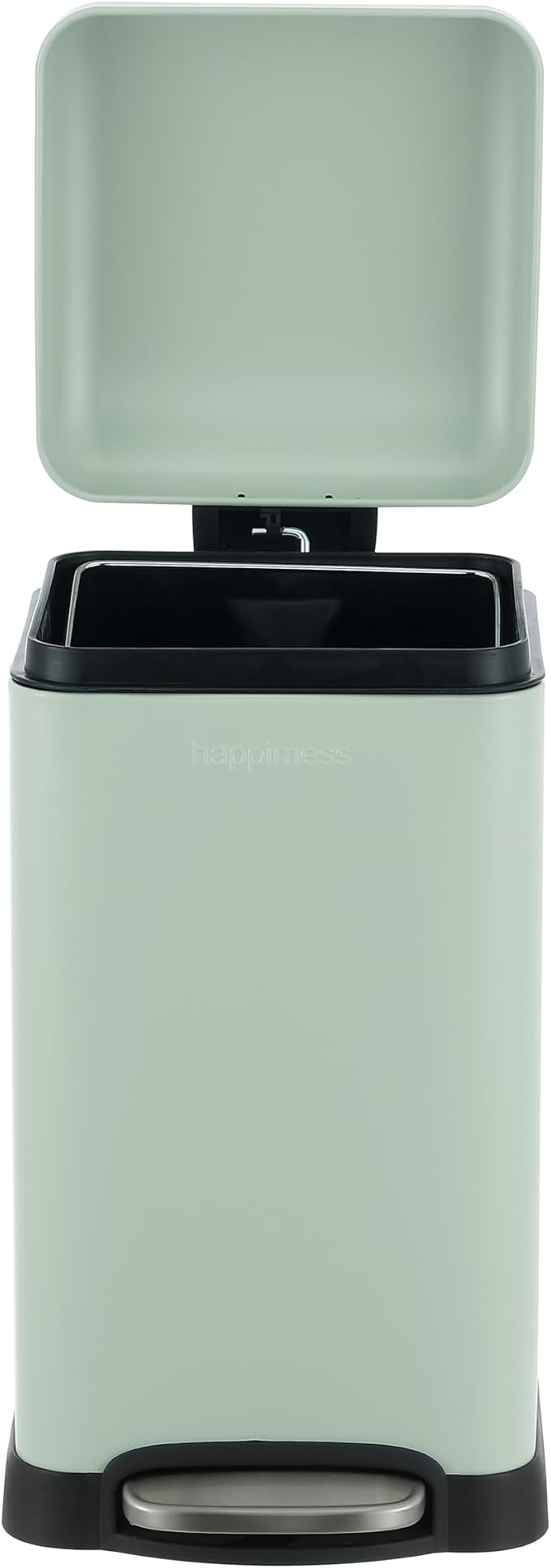 happimess Betty Retro Mini 3.2 Gal Step Trash Can, Pistachio Gelato | Soft-Close Lid, Removable Liner, Iron, Hands-Free Pedal, Satin Finish, Non-Skid Base, Built-In Damper, Modern, Minimalistic