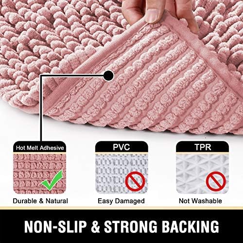 H.VERSAILTEX Toilet Mat U Shaped Bathroom Rugs Bath Mats for Bathroom Non Slip Luxury Chenille Bath Mat U Shape 20x24 Extra Soft and Absorbent Shaggy Rugs Washable Dry Fast - Coral Pink