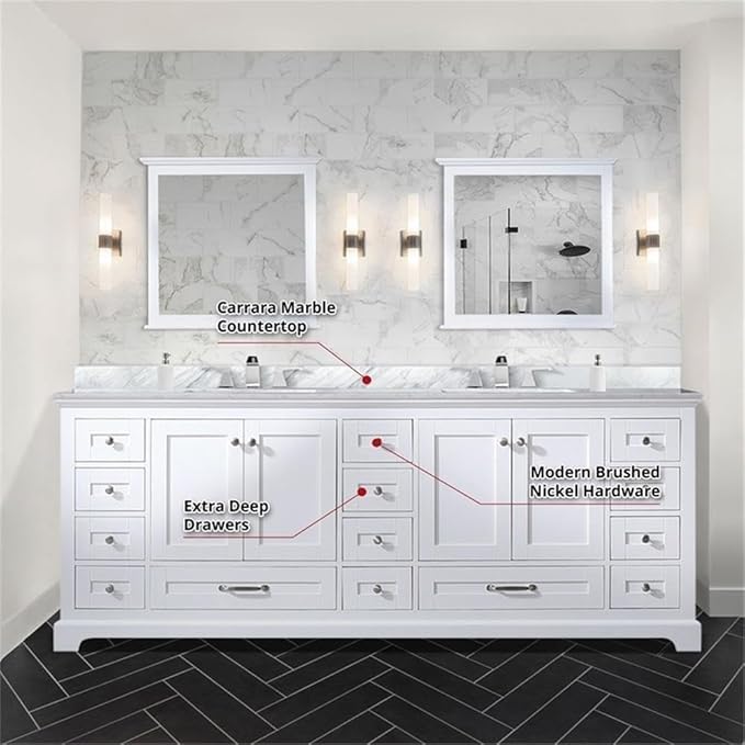 Dukes 84 in. W x 22 in. D White Double Bath Vanity