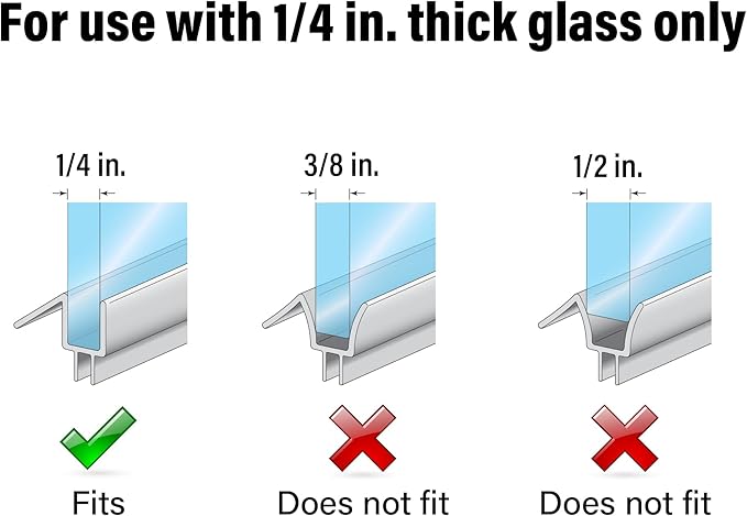 Prime-Line M 6256 Frameless Shower Door Bottom Seal for 1/4 in. Thick Glass Doors, Dual Flap and 45 Degree Drip Guard, 36 in., Clear Vinyl (Single Pack)