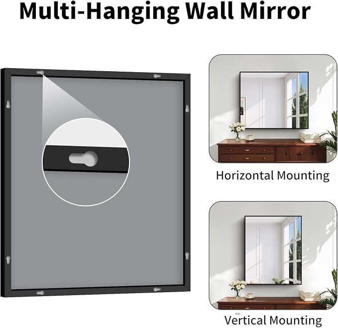 Koonmi Black Bathroom Mirror for Over Sink,Metal Framed 30"x36" Wall Mirror