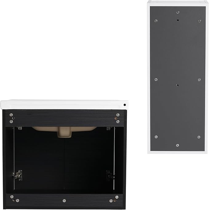 24'' Floating Bathroom Vanity with Sink Combo,24 Inch Bathroom Vanity with Sink, Modern Wall Mounted Cabinet Set with 12'' Side Cabinet Combo,Black
