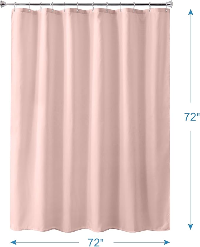 Blush Pink Shower Liner Cloth Waterproof, Soft Blush Pink Shower Curtain Liner Fabric with Weighted Stones, Washable Shower Curtain and Liner 2-in-1, 12 Grommet Holes, 72 x 72 Inches