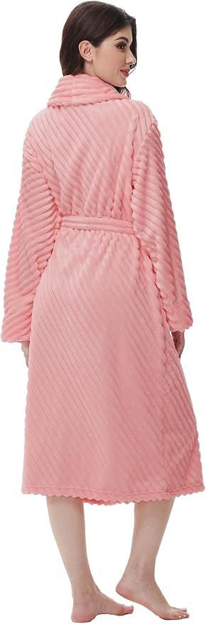 Yurhap Premium Robes for Women - Super Soft Cozy Fleece Womens Robe Plush Long Bathrobe