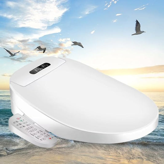 Electric Bidet Toilet Seat, Filtered & Unlimited Warm Water, 8 Modes Spa Wash, Warm Air Dryer, Heated Seat, Self-Clean Stainless Steel Nozzle, HD Night Light. 10-year warranty. (TB-26E, Elongated)