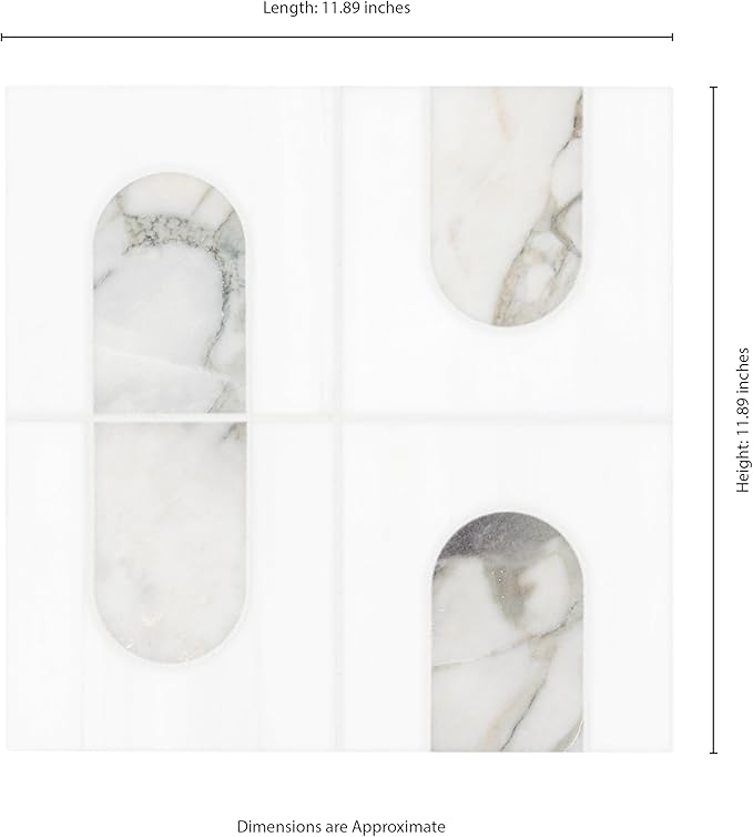MSI Bianco Dolomite Moderno 12 in. x 12 in. Polished Marble Mosaic Floor and Wall Tile for Bathroom, Kitchen Backsplash, Accent Wall Tile, and Shower Wall Tile