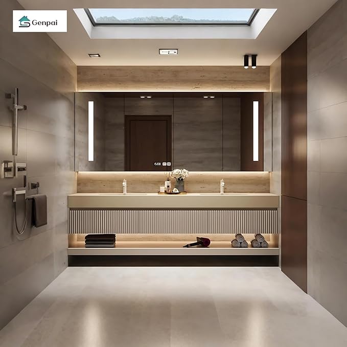 84in Modern Floating Bathroom Vanity with Double Sinks, Intelligent Defogging and Led Light, Wood Bathroom Vanities, Wall-Mounted Storage Cabinet