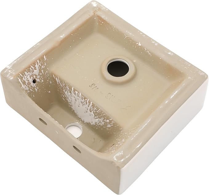 Sarlai Wall Mount Hung Small Vessel Sink - 13"x11" Floating Vessel Sink Wall Mounted Small Bathroom Sinks Tiny Modern Rectangle Floating White Porcelain Ceramic Vanity Sink