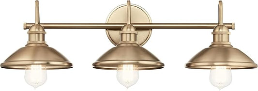Kichler Clyde 3 Light Bathroom Vanity in a Rich Champagne Bronze Finish, for Bathrooms, (7.25" H x 26.5" W x 8.25" Ext.), 45945CPZ