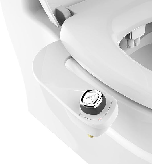 Bio Bidet SlimEdge 2 Pack Bidet Attachment for Toilet, Non Electric, Self Cleaning Dual Nozzles for Front and Rear Cold Water Wash, Adjustable Water Pressure, Ultra Thin Design, White