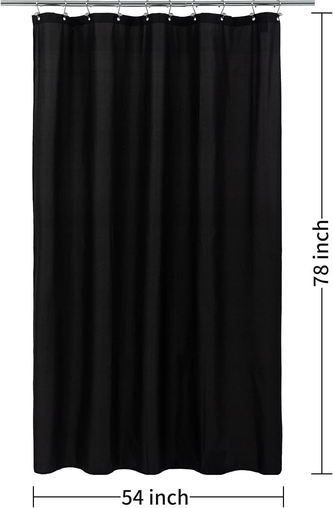 ALYVIA SPRING 54x78 Stall Waterproof Fabric Shower Curtain or Liner Black | 2 Magnets, Soft Cloth & Hotel Quality, Machine Washable, Light-Weight, Long Stall Size