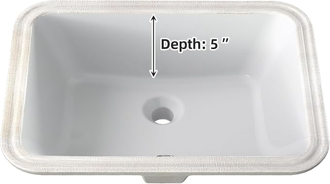 Under-Mount Bathroom Vessel Sink Rectangular Ceramic Basin 20.28×15.16×7.87 inch, Built-In Vanity Sink for Home Bathroom Remodeling, Guest Washroom and Small Space Installation