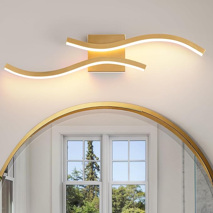 2 Packs Gold Bathroom Vanity Light Fixture,24in 5CCT Dimmable Modern Led Bathroom Light Fixtures Over Mirror, 26W LED Vanity Lighting Bar for Bathrooms (Gold,2 Packs, 24inch)
