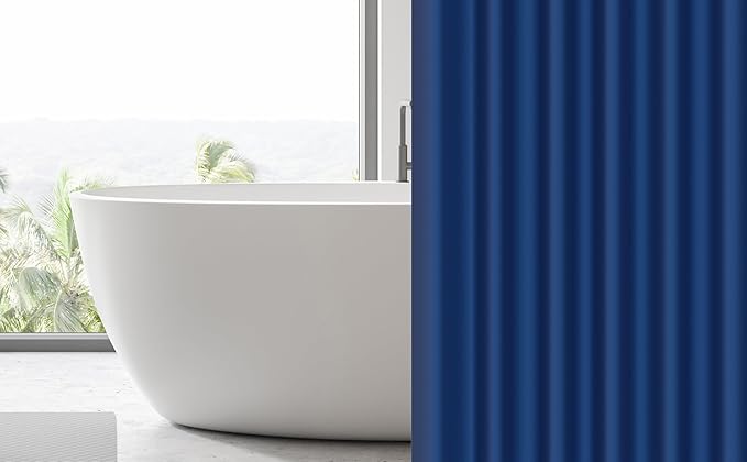 EHZNZIE Shower Curtain Liner Light Weight PEVA, Shower Liner 72x72 Inches, Waterproof, No Chemical Smell with 12 Rust Proof Metal Grommets for Bathroom Shower Curtain, Navy Blue