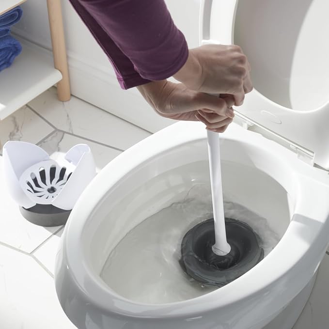 Clorox Toilet Plunger with Hideaway Caddy,– for Bathroom Organization and Storage,Bathroom Accessories,Toilet Unclogger,with Holder,White,(Pack of 12)