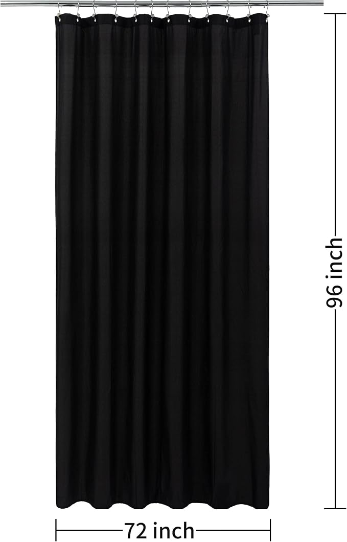 ALYVIA SPRING 72x96 Extra Long Waterproof Fabric Shower Curtain Liner Black | 3 Magnets, Soft Cloth & Hotel Quality, Machine Washable, Light-Weight, Extra Long Size
