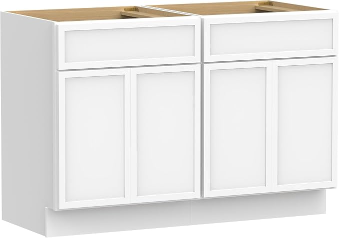 48 Inch Bathroom Vanity Base Only, Double Vanity Cabinet with Soft Closing Door, 2ea 24 inch Cabinet, Without Top,White